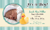 Baby Announcement - Duckie Teal Blue Stripes thumbnail
